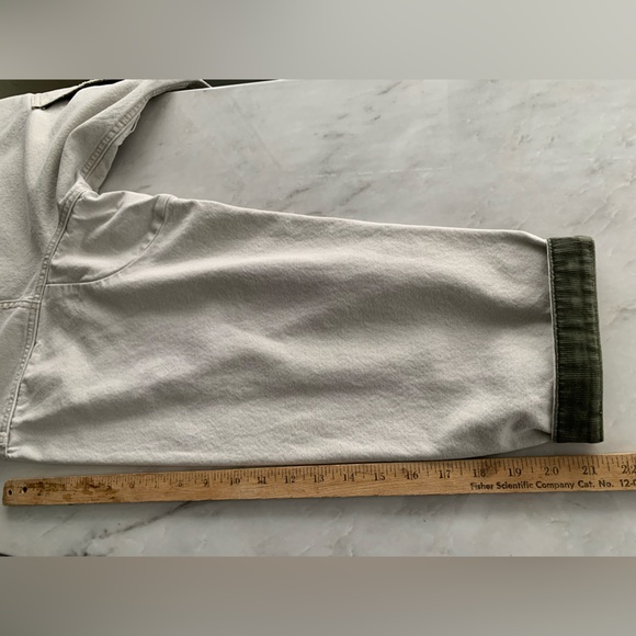 Vintage L.L. Bean Chore Jacket Men’s Large Tan Canvas Plaid Lined Relaxed Flawed - Picture 16 of 16